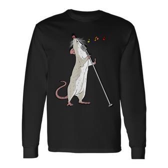 Crazy Singing White Rat For Rodent & Concert Lovers Long Sleeve T-Shirt | Seseable UK