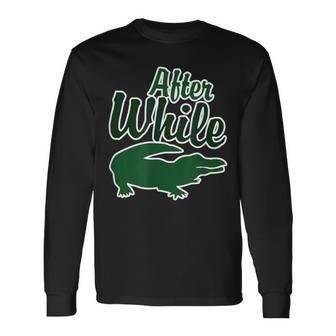 After While Crocodile Retro Long Sleeve T-Shirt - Monsterry UK