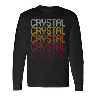 Crystal Retro Wordmark Pattern Vintage Style Long Sleeve T-Shirt - Monsterry DE