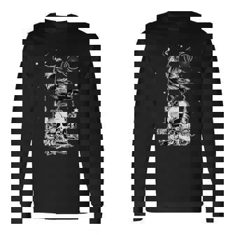 Cuervo Negro Calavera Tarot Oculto Estética Gótica Camiseta de manga larga - Regaloses
