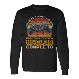 Cumpleaños 3 Años Gamer Nivel 30 Completo Camiseta de manga larga - Regaloses