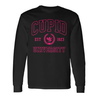 Cupid Est University Happy Valentines Day Love Vintage Retro Long Sleeve T-Shirt - Monsterry DE