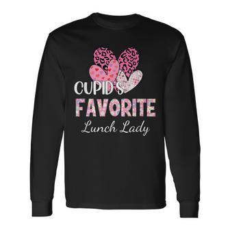 Cupid’S Favorite Lunch Lady Three Hearts Valentine's Day Long Sleeve T-Shirt - Thegiftio UK
