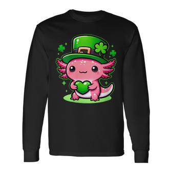 Cute Axolotl Kawaii St Patrick's Day Boys Girls Axolotl Long Sleeve T-Shirt | Mazezy DE