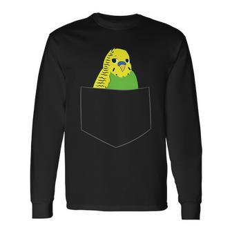 Cute Budgie In Pocket Budgie Bird In Bag S Langarmshirts - Seseable