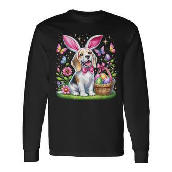 Cute Bunny Beagle Dog Easter Eggs Basket Easter Day Delight Long Sleeve T-Shirt - Monsterry UK