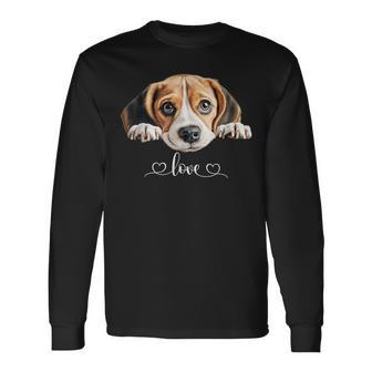 Cute Dog Graphic Love Beagle Puppy Dog Long Sleeve T-Shirt - Seseable
