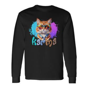 Cute Cat Lover Heart Shape Karma Long Sleeve T-Shirt - Monsterry AU
