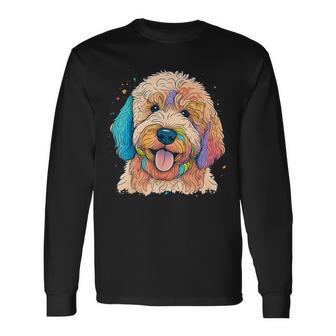 Cute Goldendoodle Dog On Golden Doodle Lover Long Sleeve T-Shirt - Monsterry DE