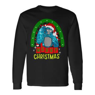 Cute Gorilla Monke Tag Vr Gamer Holidays Christmas Day Long Sleeve T-Shirt - Thegiftio UK