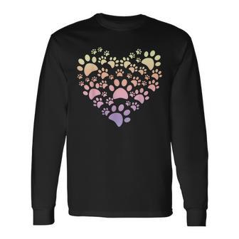 Cute Heart Paws For Cat Owners Long Sleeve T-Shirt - Thegiftio UK
