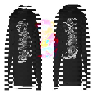 Cute Hip Hop Teddy Bear 90 Hip Hop Clothing Graffiti Long Sleeve T-Shirt - Thegiftio