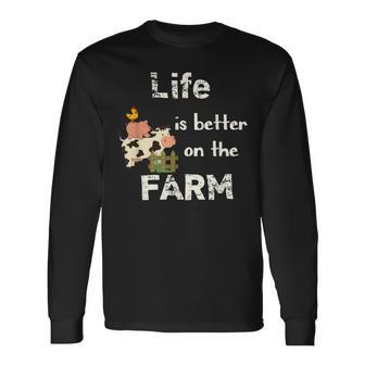 Cute Life Is Better On Farm Farmer Farm Life Long Sleeve T-Shirt - Monsterry AU