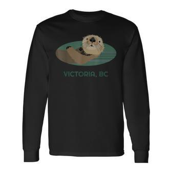 Cute Otter Victoria Bc Coast Resident Fisherman Long Sleeve T-Shirt - Monsterry DE