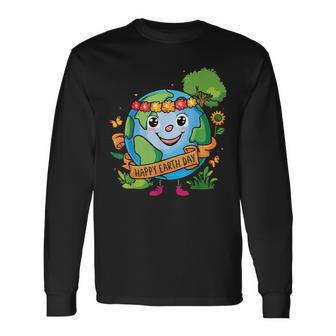 Cute Planet Earth Awareness Day Happy Earth Day 2024 Long Sleeve T-Shirt | Mazezy
