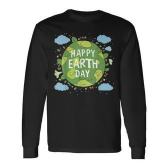 Cute Planet Earth Saying Happy Earth Day 2024 Long Sleeve T-Shirt | Mazezy