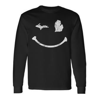 Cute Winking Michigan T Mi Native Michigander Long Sleeve T-Shirt - Monsterry UK