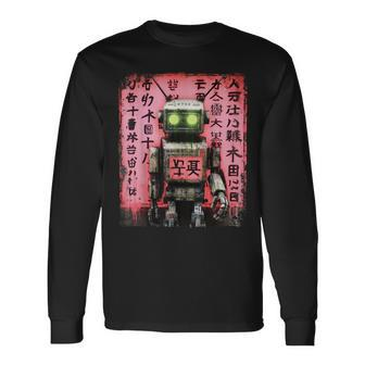 Cyberpunk Japanese Cyborg Futuristic Robot Long Sleeve T-Shirt - Monsterry