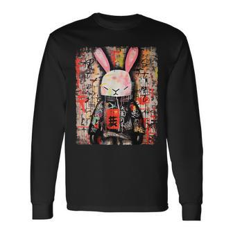 Cyberpunk Japanese Futuristic Rabbit Samurei Long Sleeve T-Shirt - Thegiftio UK