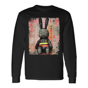 Cyberpunk Rabbit Japanese Futuristic Rabbit Samurei Langarmshirts - Seseable