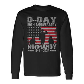 D-Day 2024 80Th Anniversary Normandy 1944 Us Flag Long Sleeve T-Shirt - Seseable
