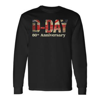 D-Day 80 Anniversary 1944 2024 Normandy Landings Uk Flag Long Sleeve T-Shirt - Thegiftio UK