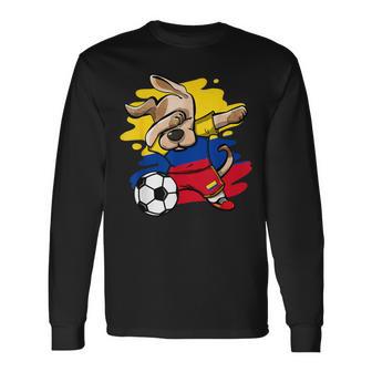 Dab Dog Colombia Soccer Fans Jersey Colombian Flag Football Long Sleeve T-Shirt - Monsterry AU