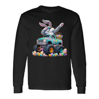 Dabbing Bunny Happy Easter Monster Truck Easter Long Sleeve T-Shirt - Seseable