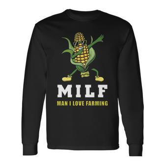 Dabbing Corn Cob Farmer Man I Love Farming Long Sleeve T-Shirt | Mazezy