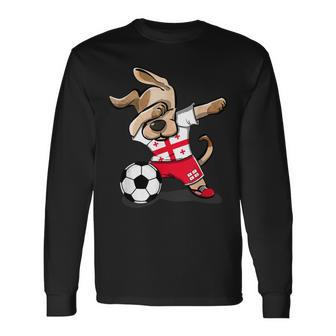 Dabbing Dog Georgia Football Georgian Flag Football Langarmshirts - Geschenkecke