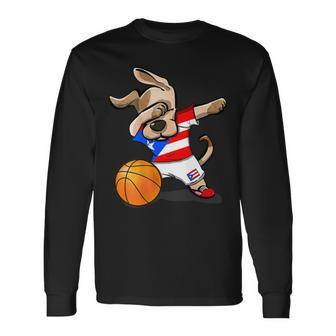 Dabbing Dog Puerto Rico Basketball Fans Jersey Sport Lovers Long Sleeve T-Shirt - Monsterry DE