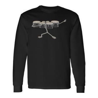 Dabbing Marching Tenor Drums Marching Band Long Sleeve T-Shirt - Monsterry