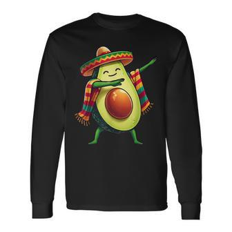 Dabbing Mexican Poncho Avocado Cinco De Mayo Long Sleeve T-Shirt - Monsterry AU