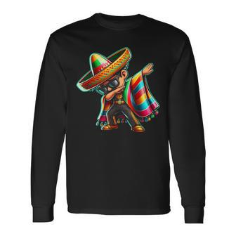 Dabbing Mexican Poncho Cinco De Mayo Boys Toddlers Long Sleeve T-Shirt - Monsterry DE