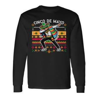 Dabbing Mexican Poncho Cinco De Mayo Fiesta Long Sleeve T-Shirt | Mazezy AU