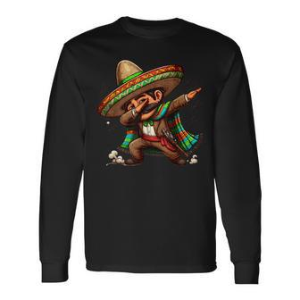 Dabbing Mexican Poncho Cinco De Mayo Cinco De Mayo Long Sleeve T-Shirt - Thegiftio UK