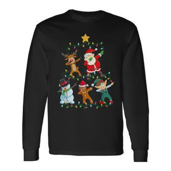 Dabbing Santa Elf Santa Reindeer Xmas Short Sleeve Black Langarmshirts - Seseable