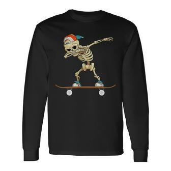 Dabbing Skeleton Skater Black Langarmshirts - Seseable