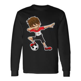 Dabbing Soccer Boy Egypt Egyptian Flag Jersey Long Sleeve T-Shirt - Monsterry UK