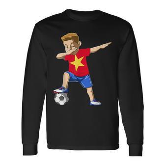 Dabbing Soccer Boy Vietnam Jersey Vietnamese Long Sleeve T-Shirt - Monsterry UK