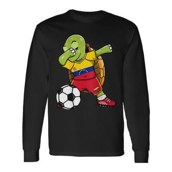 Dabbing Turtle Venezuela Soccer Fans Jersey Flag Football Long Sleeve T-Shirt - Monsterry CA