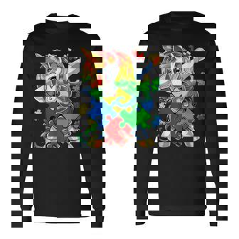 Dabbing Unicorn Puzzle Pieza Conciencia Autismo Chicas Lindas Camiseta de manga larga - Regaloses