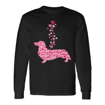 Dachshund Hearts Cute Dog Lover Valentines Day Long Sleeve T-Shirt - Monsterry CA