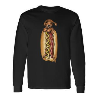Dachshund Hot Dog Long Sleeve T-Shirt | Mazezy
