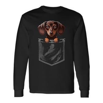 Dackel Hund In Brusttasche Niedlich Lustig Langarmshirts - Geschenkecke