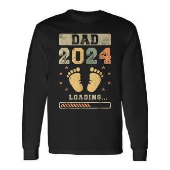 Dad 2024 Loading Fatherhood Fathers Day Long Sleeve T-Shirt - Seseable