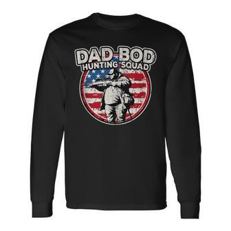 Dad Bod Hunting Squad Vintage American Flag Father's Day Long Sleeve T-Shirt - Thegiftio UK