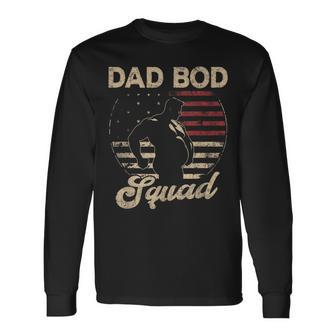 Dad Bod Squad Flag Us Beer Belly Posing Father's Day Long Sleeve T-Shirt - Thegiftio UK