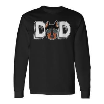 Dad Costume Doberman Sunglasses Father's Day Owner Lover Long Sleeve T-Shirt - Thegiftio UK