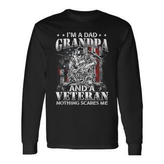 Im A Dad Grandpa And A Veteran Patriot Usa Flag Army Old Man Long Sleeve T-Shirt - Monsterry CA